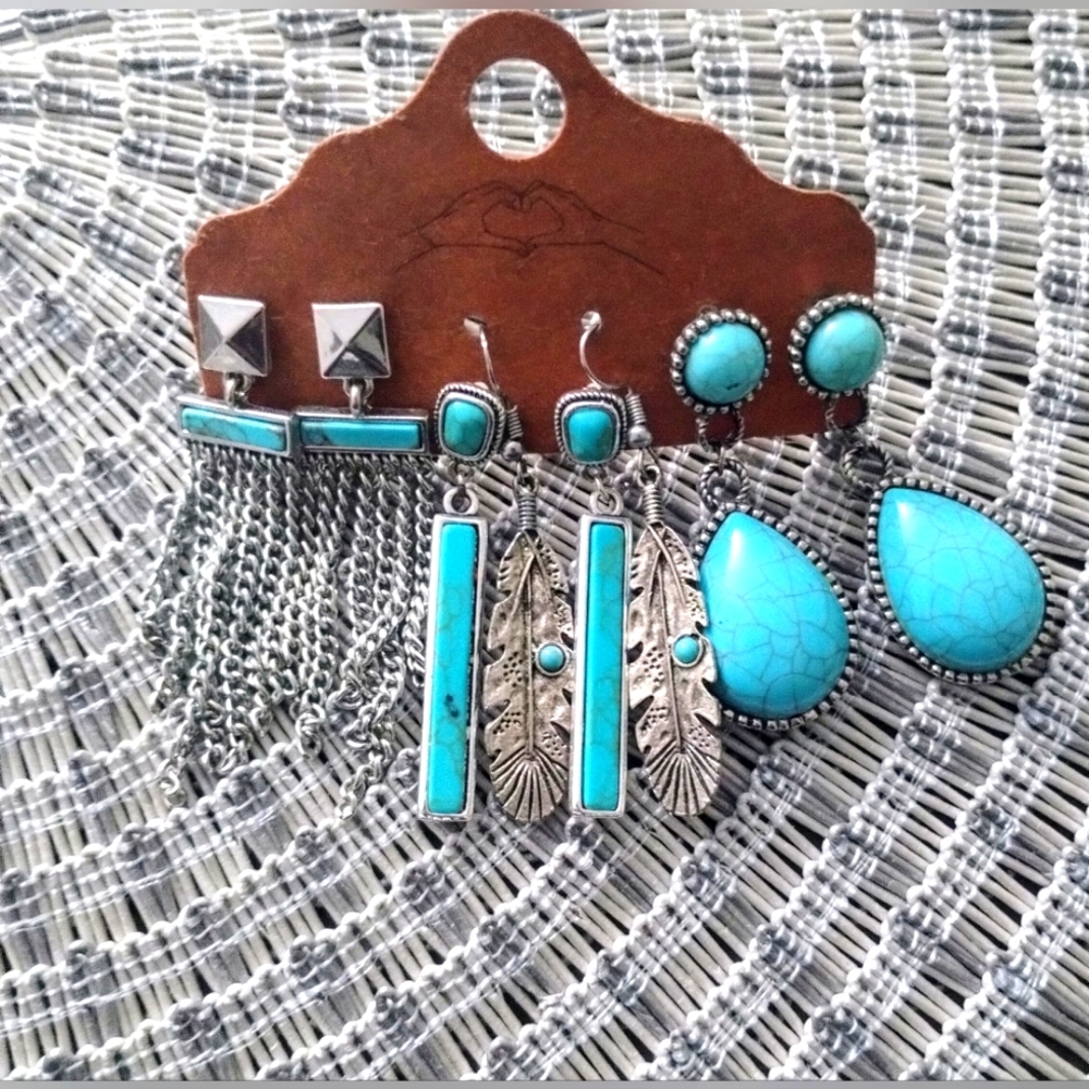 4 Pair of Turquoise Dangle Earrings